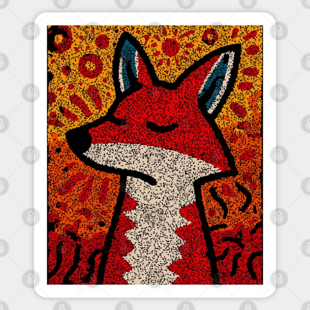 Fox Folk Art Design – Woodland Animal Illustration Sticker by TuncGK